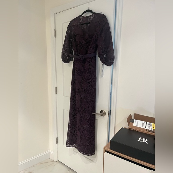 Kay Unger Deep Purple Lace Long Sleeve Dress - Picture 2 of 3